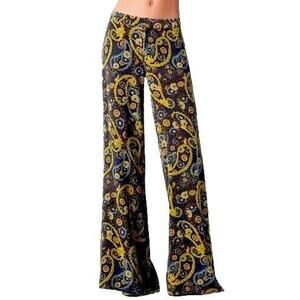 Goldsign 100% Silk Paisley Wide Leg Pants, New w/ Tags 24, Stunning